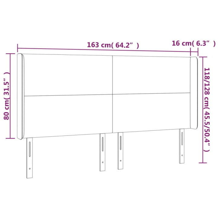 Galvūgalis su LED, juodos spalvos, 163x16x118/128cm, audinys