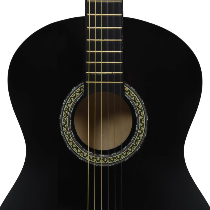 Klasikinė gitara pradedantiesiems, juoda, 4/4 39", liepa