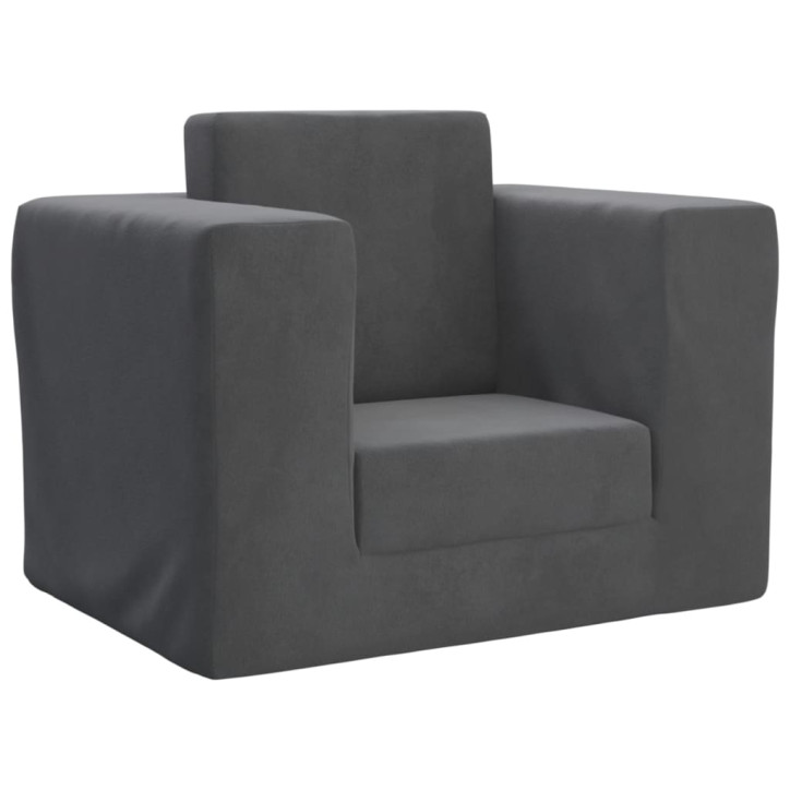 Vaikiška sofa, antracito spalvos, minkštas pliušas