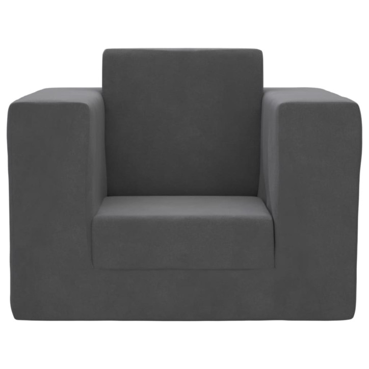 Vaikiška sofa, antracito spalvos, minkštas pliušas