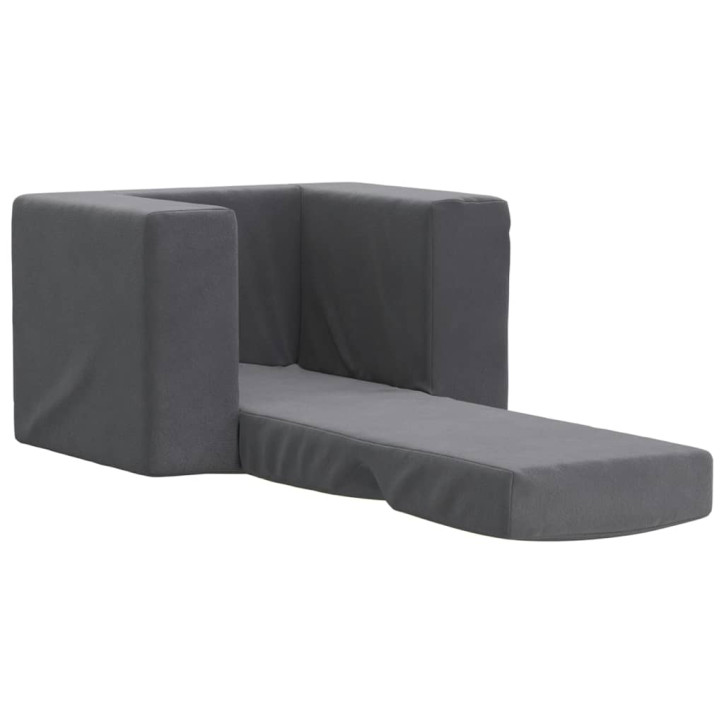 Vaikiška sofa, antracito spalvos, minkštas pliušas