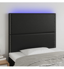 Galvūgalis su LED, juodos spalvos, 80x5x118/128cm, dirbtinė oda