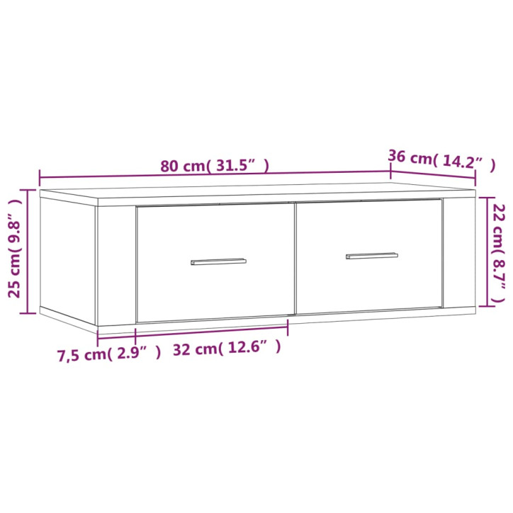 Pakabinama TV spintelė, betono pilka, 80x36x25cm, mediena