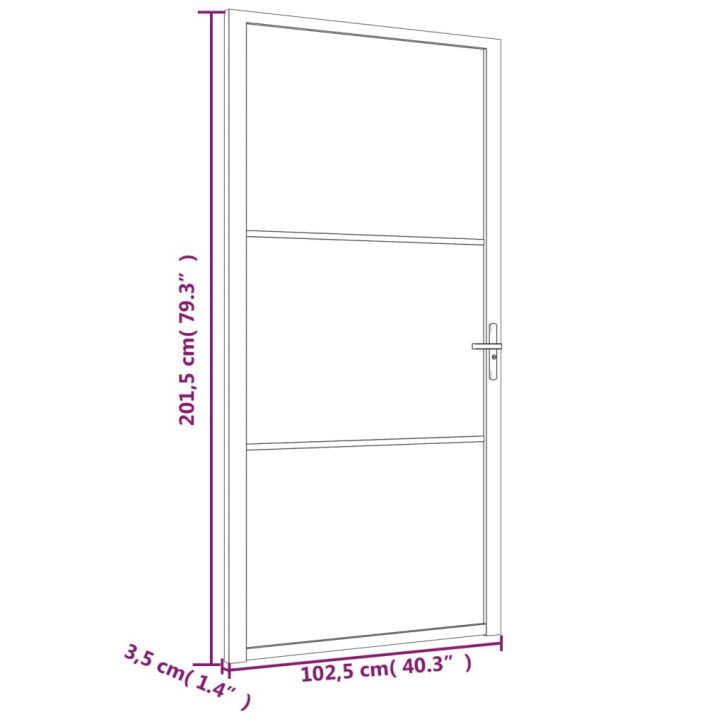 Vidaus durys, baltos, 102,5x201,5cm, ESG stiklas ir aliuminis