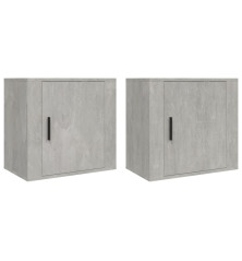 Sieninės naktinės spintelės, 2vnt., betono pilkos, 50x30x47cm