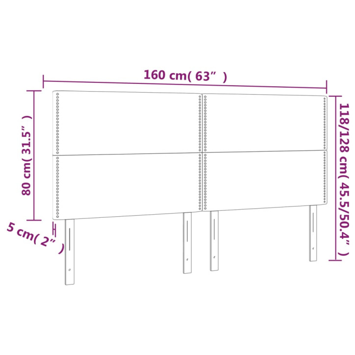 Galvūgalis su LED, juodos spalvos, 160x5x118/128cm dirbtinė oda