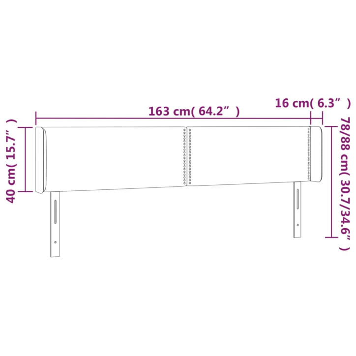 Galvūgalis su LED, juodos spalvos, 163x16x78/88cm, dirbtinė oda