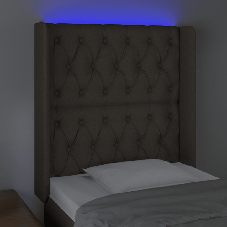 Galvūgalis su LED, taupe spalvos, 83x16x118/128cm, audinys