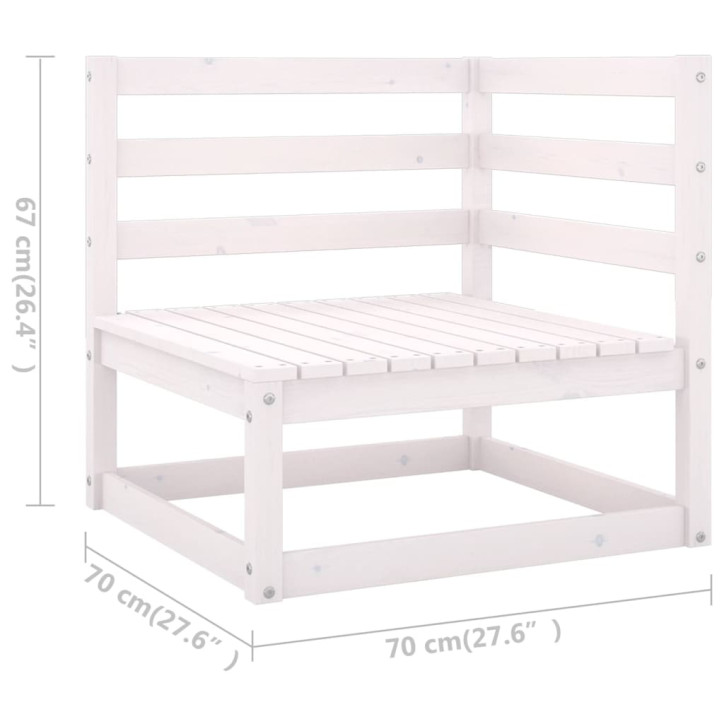 Trivietė sodo sofa, baltos spalvos, pušies medienos masyvas