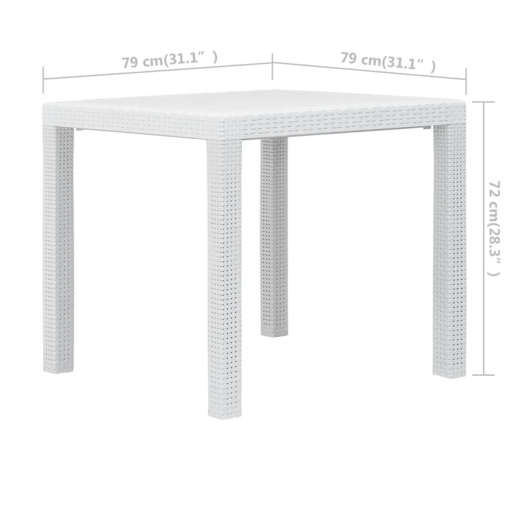 Sodo stalas, baltos sp., 79x79x72 cm, plastikas, rat. imit.