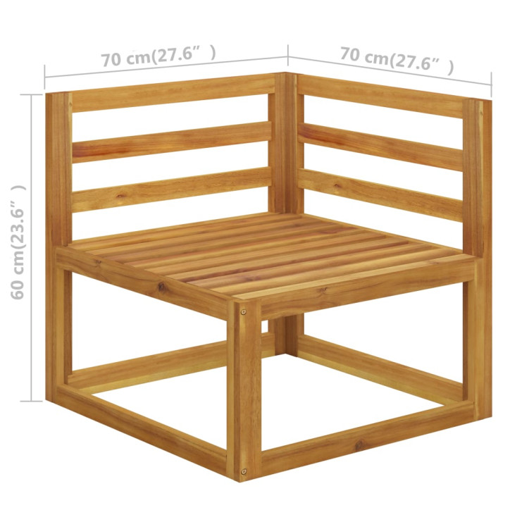 Modulinė kampinė sofa su tamsiai pilkomis pagalvėlėmis, akacija