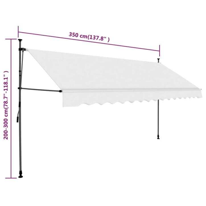 Rankiniu būdu ištraukiama markizė su LED, kreminė, 350cm