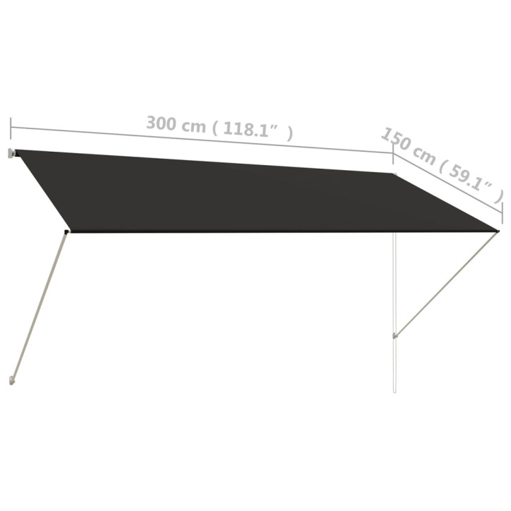 Ištraukiama markizė, antracito spalvos, 300x150 cm