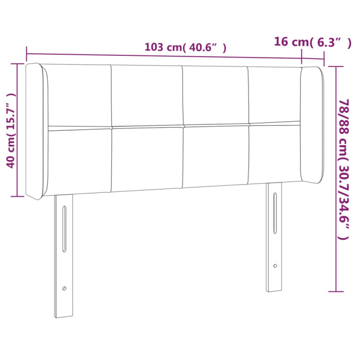 Galvūgalis su LED, tamsiai mėlynas, 103x16x78/88cm, aksomas