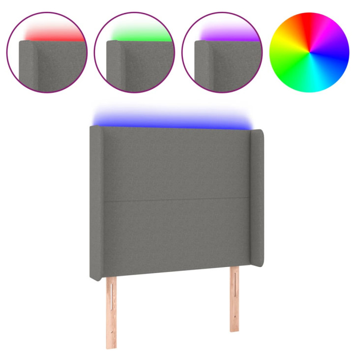 Galvūgalis su LED, tamsiai pilkas, 103x16x118/128cm, audinys