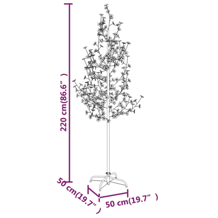 LED medis su vyšnių žiedais, 220cm, 220 šiltų baltų LED