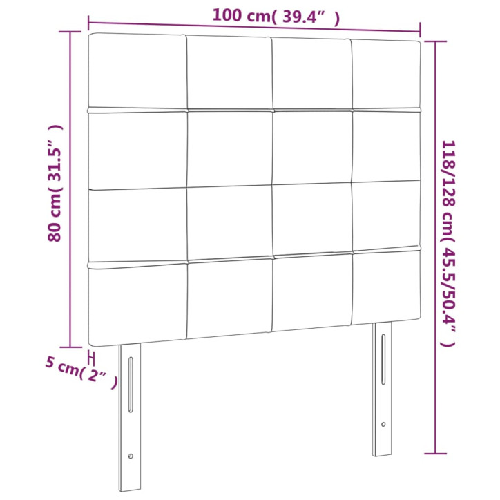 Galvūgalis su LED, šviesiai pilkas, 100x5x118/128cm, aksomas