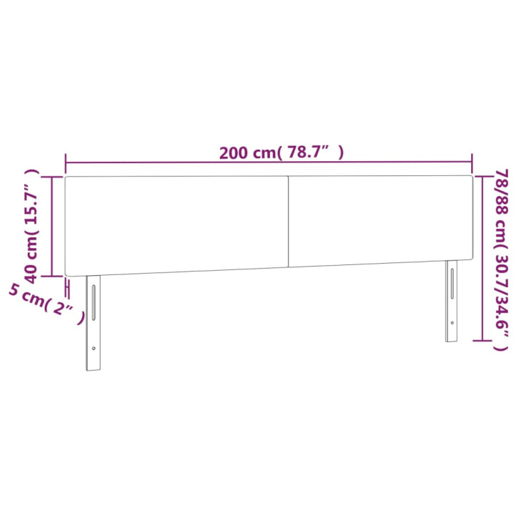 Galvūgalis su LED, juodos spalvos, 200x5x78/88cm, audinys