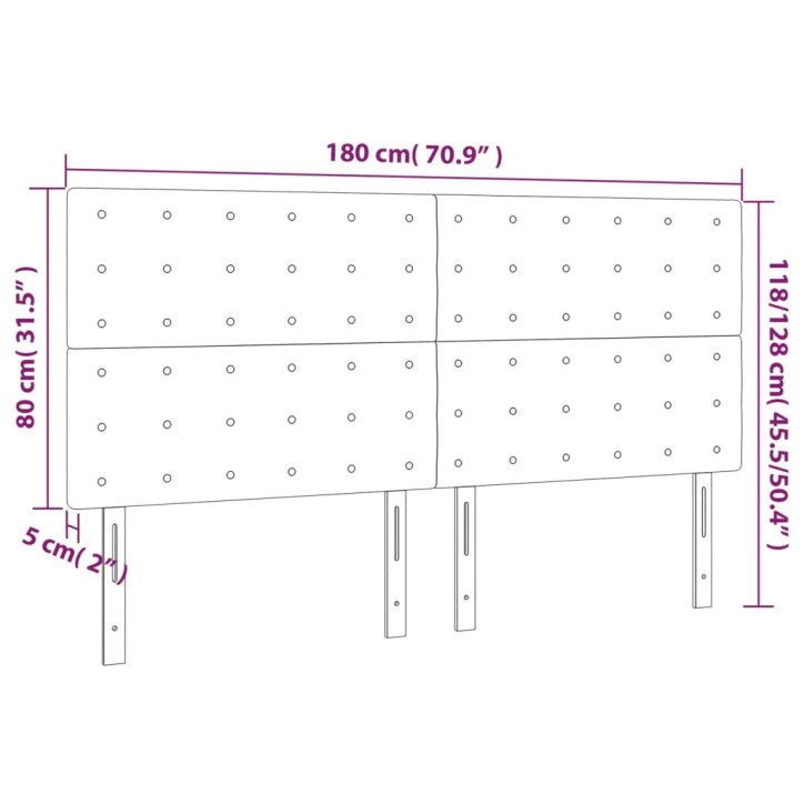 Galvūgalis su LED, šviesiai pilkas, 180x5x118/128cm, audinys