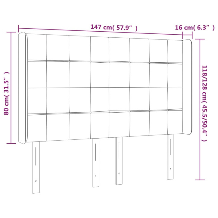 Galvūgalis su LED, tamsiai mėlynas, 147x16x118/128cm, aksomas