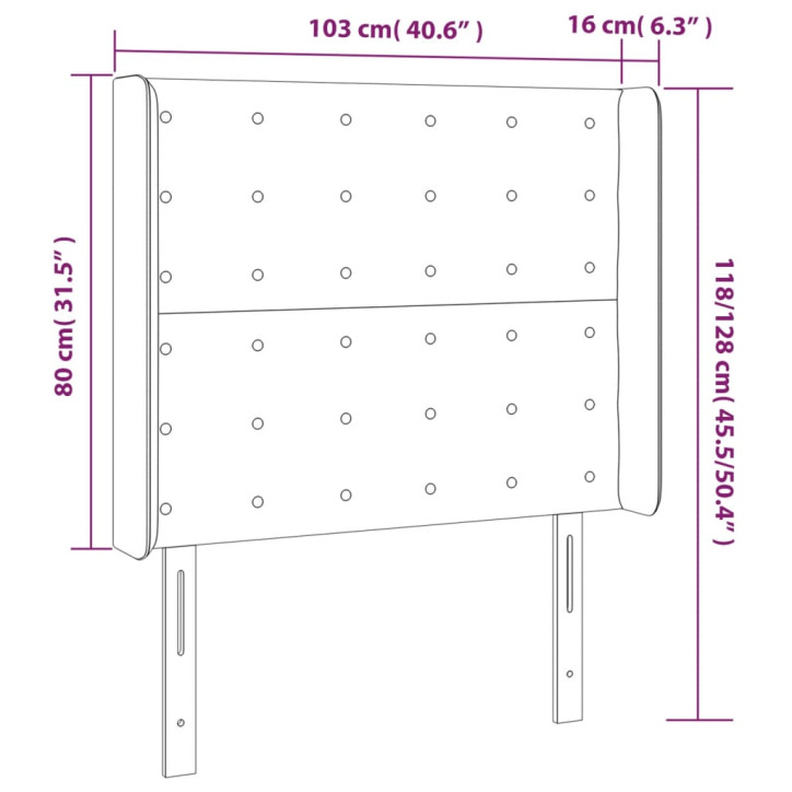 Galvūgalis su LED, tamsiai pilkas, 103x16x118/128cm, aksomas