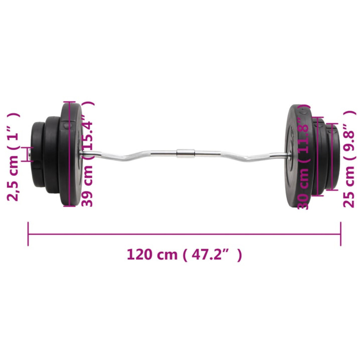 Lenkta štanga su svoriais, 60kg