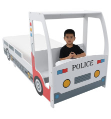 Vaikiška lova policijos automobilis, Memory čiužinys, 90x200cm