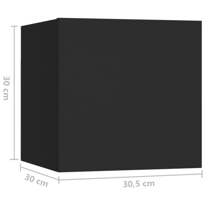 Televizoriaus spintelių komplektas, 6 dalių, juodas, MDP