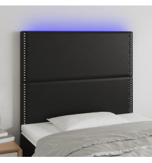 Galvūgalis su LED, juodos spalvos, 100x5x118/128cm dirbtinė oda