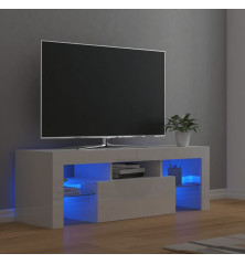 TV spintelė su LED apšvietimu, balta, 120x35x40cm, blizgi