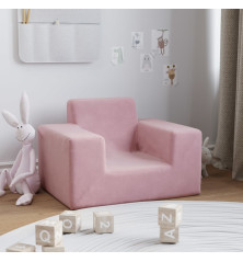 Vaikiška sofa, rožinės spalvos, minkštas pliušas