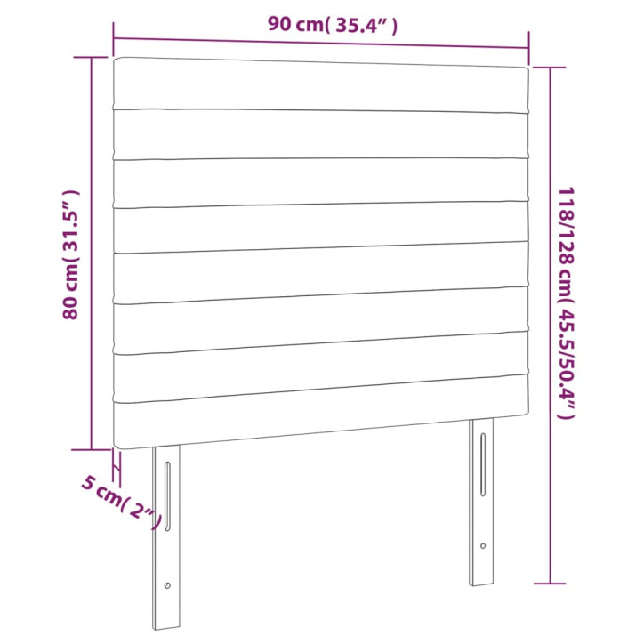 Galvūgalis su LED, tamsiai pilkas, 90x5x118/128cm, audinys