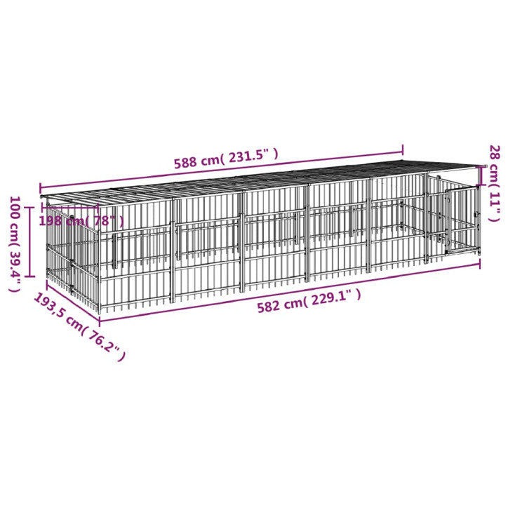 Lauko voljeras šunims su stogu, plienas, 11,26m²