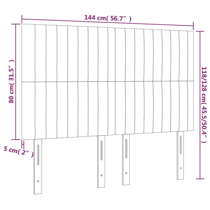 Galvūgalis su LED, šviesiai pilkas, 144x5x118/128cm, aksomas