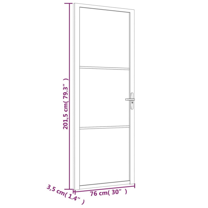 Vidaus durys, baltos, 76x201,5cm, ESG stiklas ir aliuminis