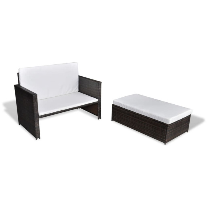 Sodo sofa, ruda, poliratanas