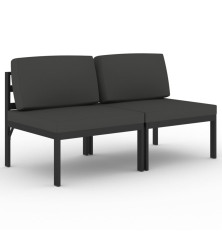 Dvivietė sodo sofa su pagalvėlėmis, antracito, aliuminis