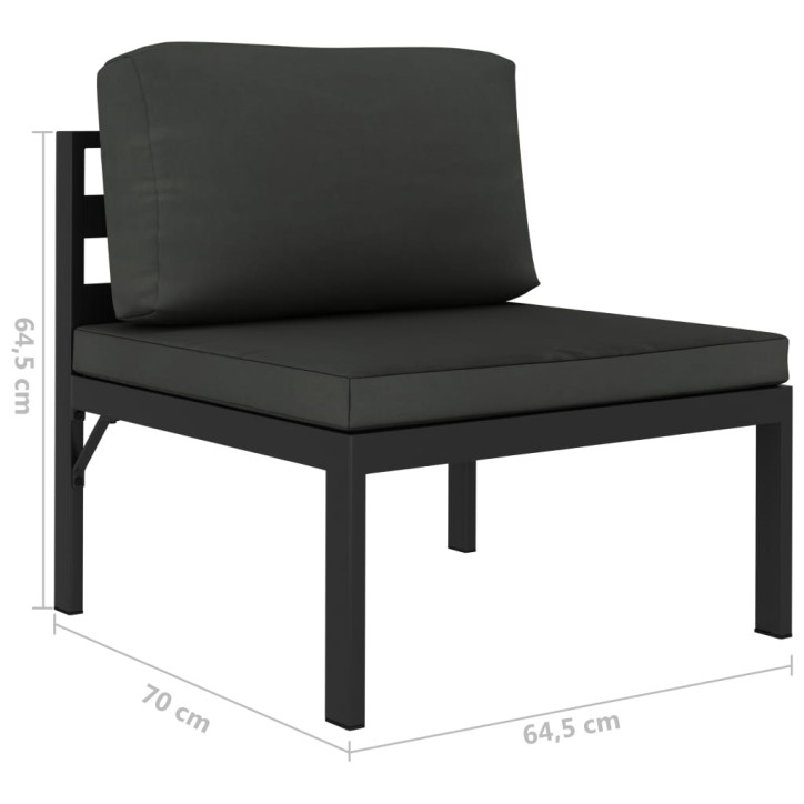 Modulinė vidurinė sofa su pagalvėmis, antracito, aliuminis