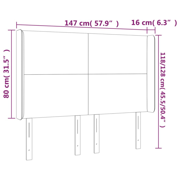 Galvūgalis su LED, tamsiai žalias, 147x16x118/128cm, aksomas