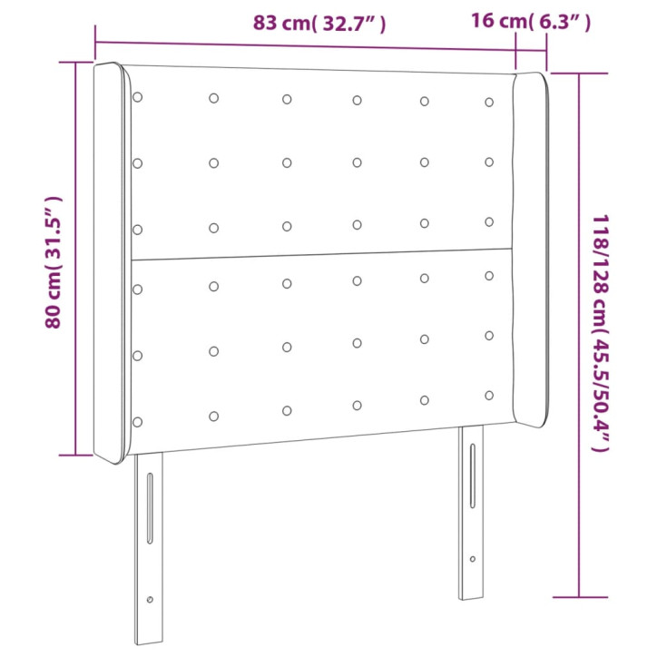 Galvūgalis su LED, mėlynos spalvos, 83x16x118/128cm, audinys