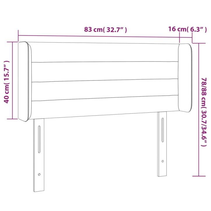 Galvūgalis su LED, rožinės spalvos, 83x16x78/88cm, aksomas