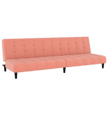 Dvivietė sofa-lova, rožinės spalvos, aksomas