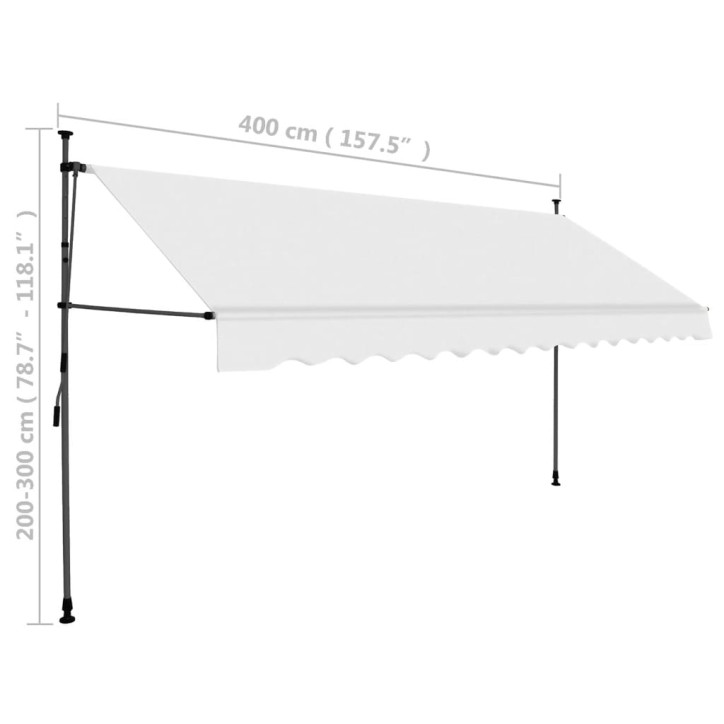 Rankiniu būdu ištraukiama markizė su LED, kreminė, 400cm