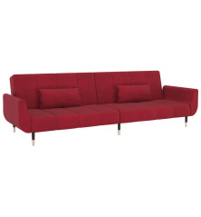 Dvivietė sofa-lova su dvejomis pagalvėmis, vyno, aksomas