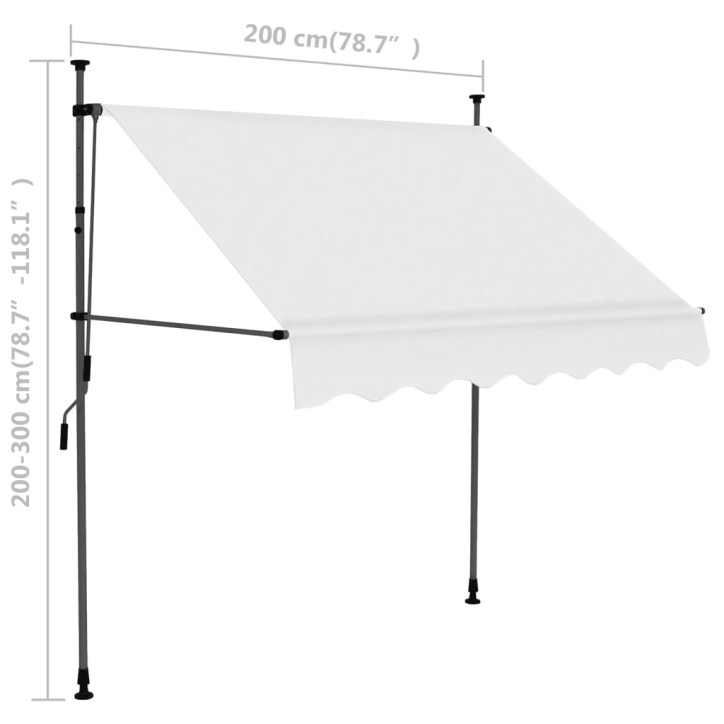 Rankiniu būdu ištraukiama markizė su LED, kreminė, 200cm