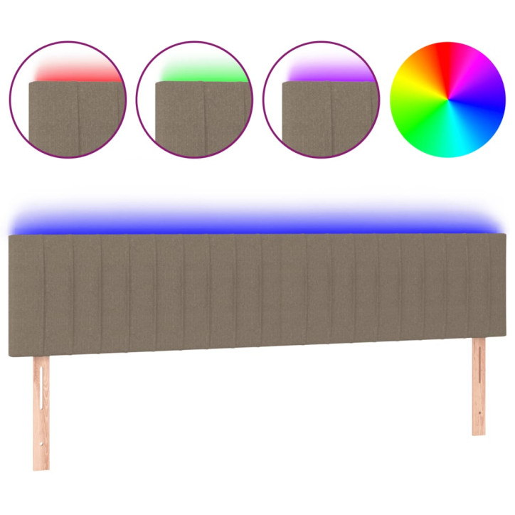 Galvūgalis su LED, taupe spalvos, 200x5x78/88cm, audinys