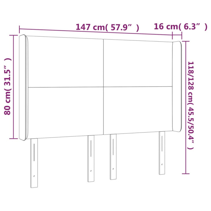 Galvūgalis su LED, tamsiai pilkas, 147x16x118/128cm, audinys