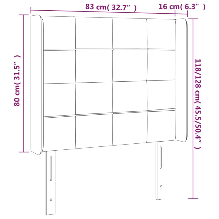 Galvūgalis su LED, tamsiai mėlynas, 83x16x118/128cm, aksomas