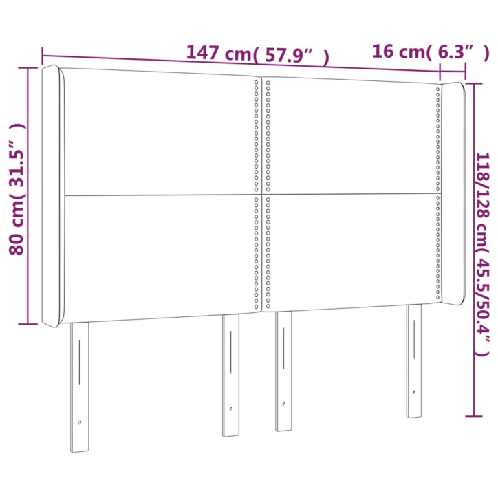 Galvūgalis su LED, juodos spalvos, 147x16x118/128 cm