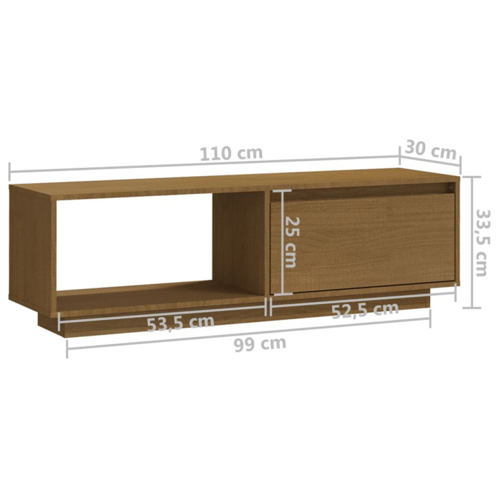 Televizoriaus spintelė, medaus ruda, 110x30x33,5cm, pušis